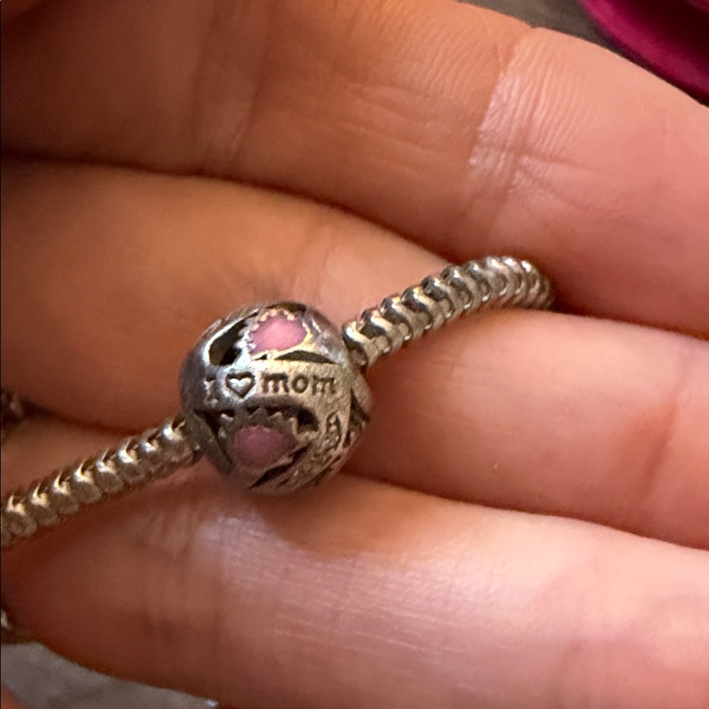 Pink Heart Mom Charm